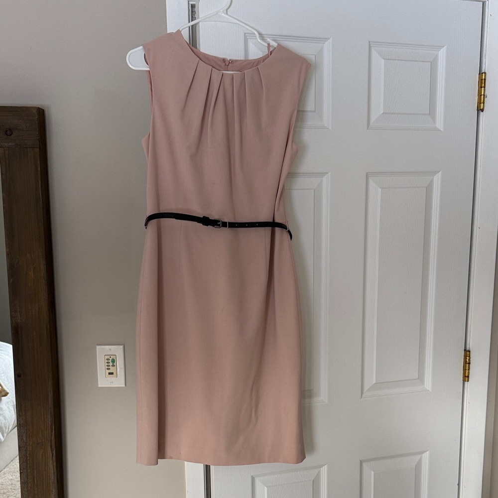 Nine West Blush Midi Dress with Black Belt